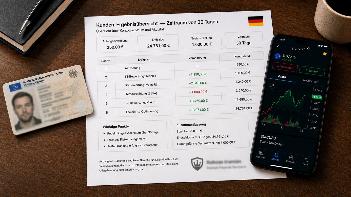 Protokoll des Testkontos (Simulation)